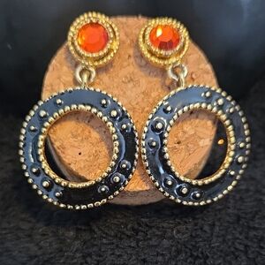 Elegant Black and Gold Earrings